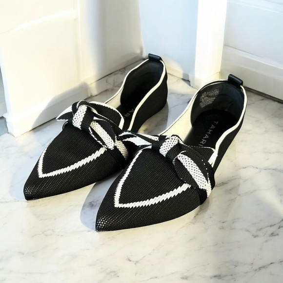 Tahari Florentia Flats, Black and White with Tie Knot - Picture 2 of 10